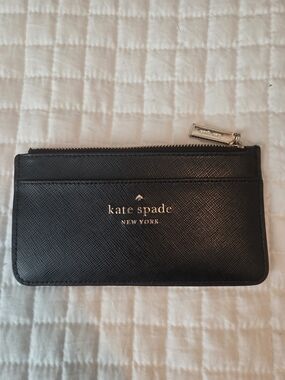 Kate Spade Black Leather Zip Card Holder